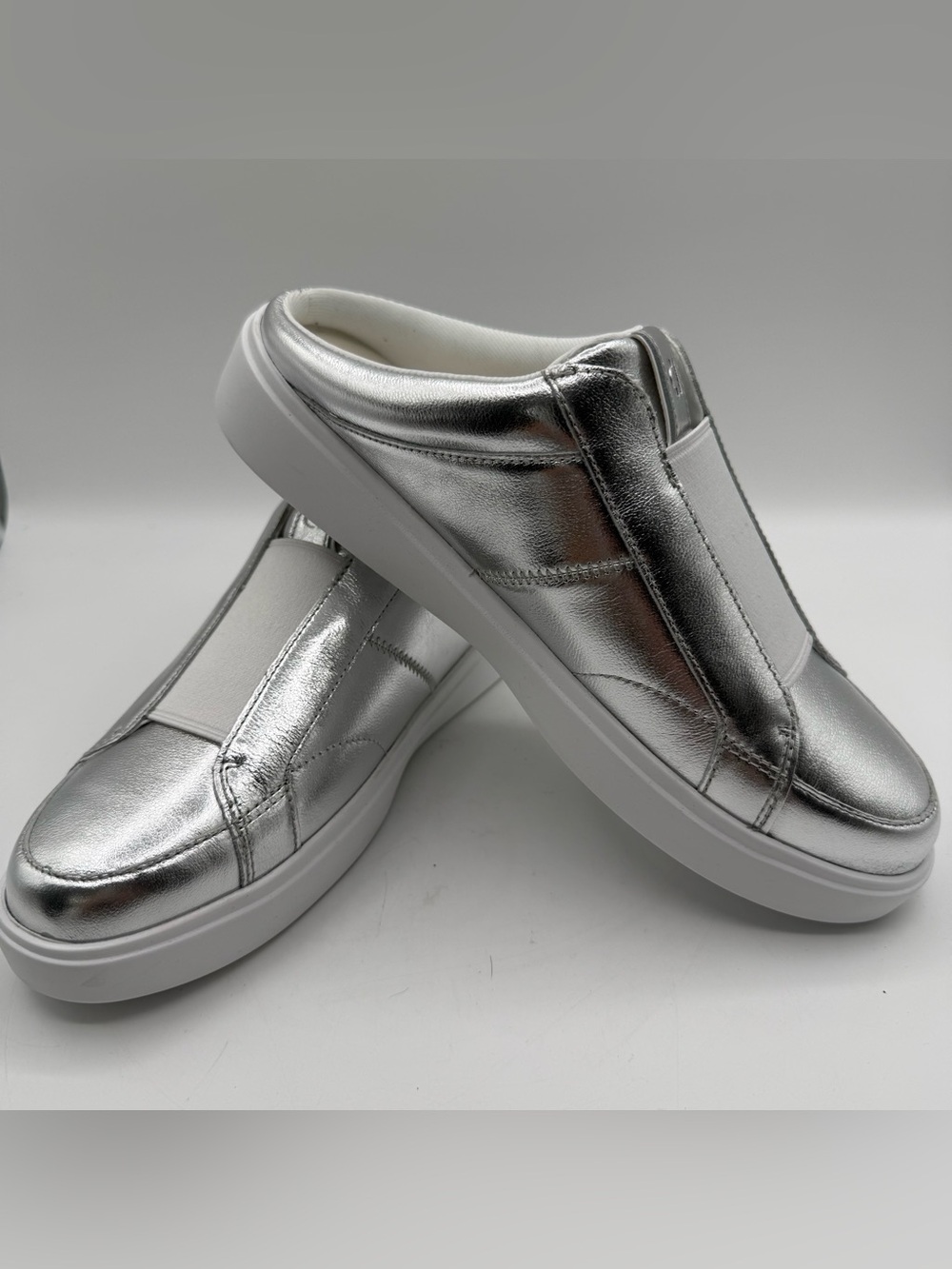 Cole Haan Women's Grand Crosscourt Coaster Mule Silver Sneakers Size 9